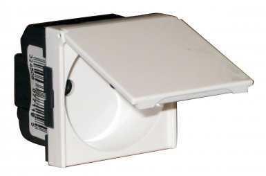 Prise de courant 2p+t avec volet mosaic 2 modules avec connexion par bornes automatiques - blanc. disponible abidjan cote d'ivoire.