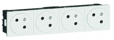 Quadruple prise de courant 2p+t surface mosaic link raccordement latéral 8 modules - blanc. disponible abidjan cote d'ivoire.