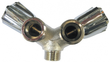 Robinet de machine à laver double chromé entrée m 15x21- bec 20x27 avec raccord ø15. disponible abidjan cote d'ivoire.