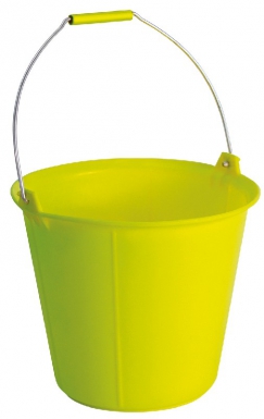 Seau de maçon pro renforcé jaune fluo - contenance 13 litres - fixation par bouterollage. disponible abidjan cote d'ivoire.