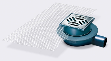 Siphon de sol ultra-plat - sortie horizontale ø 50 mm - débit 1 l/s - 120 x 120 mm. disponible abidjan cote d'ivoire.