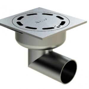 Siphon inox 100 x 100 mm à sortie horizontale ø 40 - avec verrouillage - finition sablée. disponible abidjan cote d'ivoire.