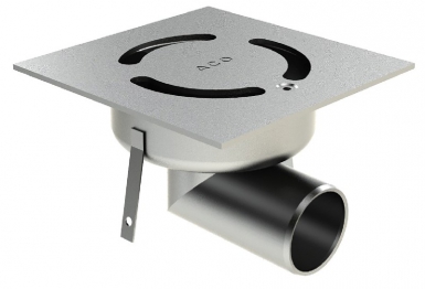 Siphon inox 150 x 150 mm à sortie horizontale ø 50 - avec verrouillage - finition sablée. disponible abidjan cote d'ivoire.