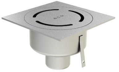 Siphon inox 200 x 200 mm à sortie verticale ø 63 - sans verrouillage - finition sablée. disponible abidjan cote d'ivoire.