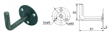 Support de main courante à souder coudé chanfreiné rosace ø 60 mm déport 81 mm fer brut. disponible abidjan cote d'ivoire.