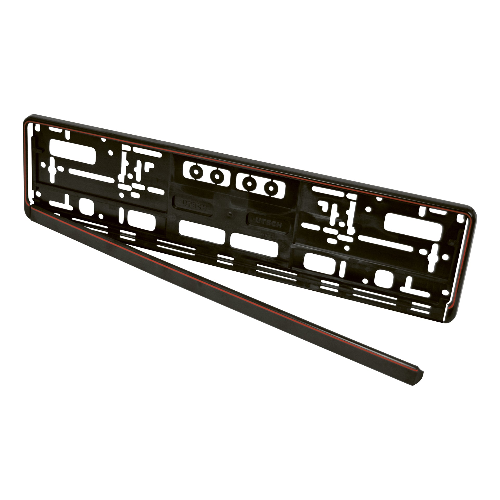 Support plaque d'immatriculation universel 52x11cm noir rouge – Image 2